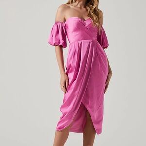 Astr Pink Off-Shoulder Midi Dress